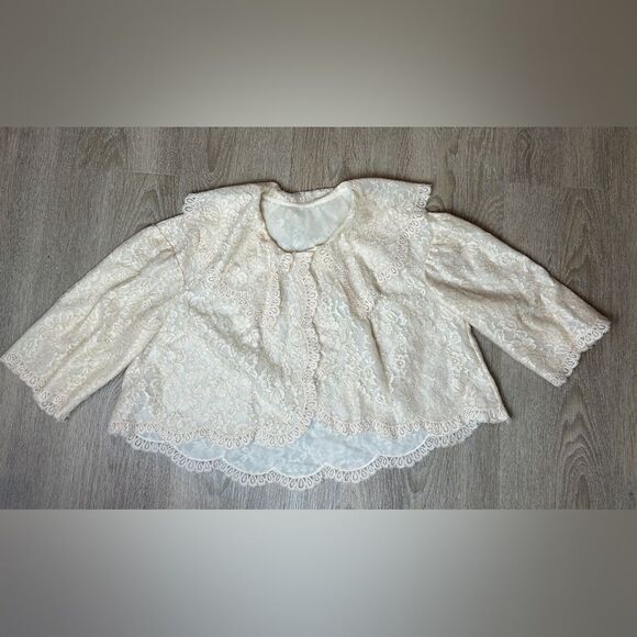 VANITY FAIR | Vintage Off White Tricot Lace Lightweight Overcoat Size Small - Picture 1 of 8